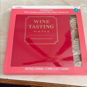 Way to Celebrate Wine Tasting Notes Journal & Wine Glass Charms Set - Red